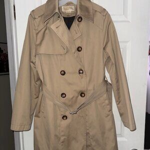 Michael Kors Tan Water Resistant Trench Coat-Size Large-Belted, Liner